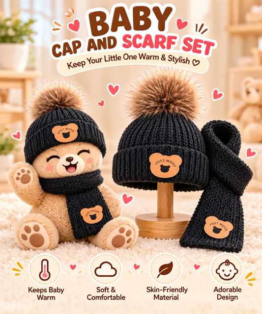 Knitted Fabric Premium Baby winter Cap and Scarf set | 0.5-4 Years
