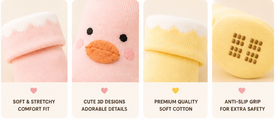 Ducky Cuddles – Baby Socks | Set of 2 🐥✨