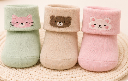 Cuddle Pals – Pastel Animal Socks | Pack of 3 Pairs