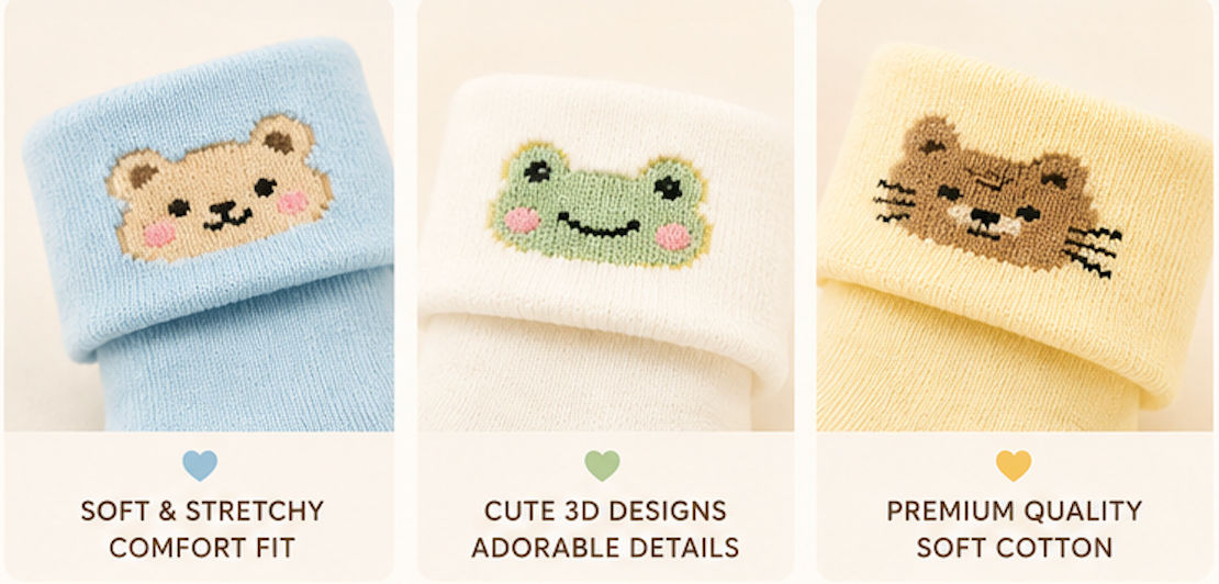 Cuddle Pals – Pastel Animal Socks | Pack of 3 Pairs