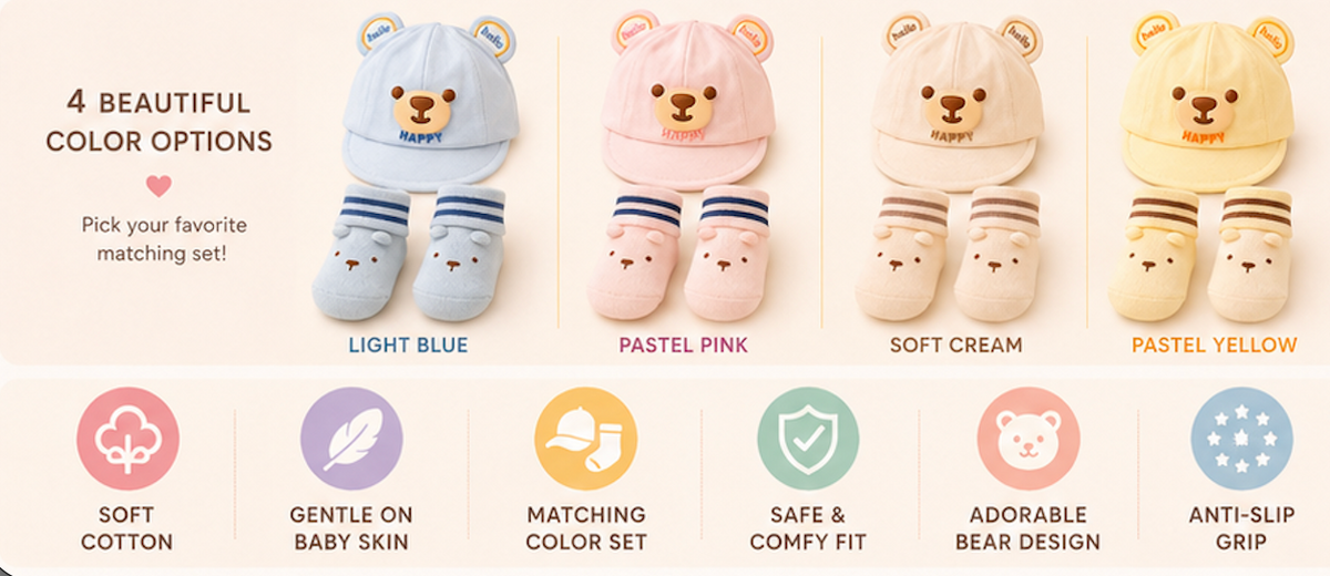 Baby Bear Cap & Socks | 1 Cap + 1 Pair