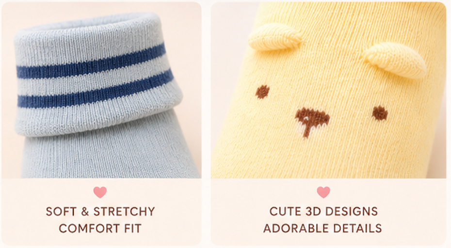 Cuddle Pals – Pastel Animal Socks | Pack of 3 Pairs
