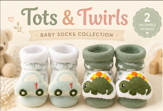 Little Animal Hugs Socks | Set of 2 Socks | Dinosaur and Car