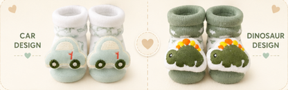 Little Animal Hugs | Set of 2 Socks | Dinosaur and Car
