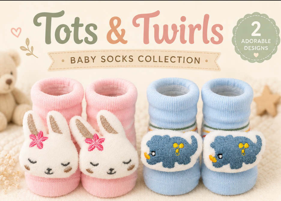 Little Animal Hugs Socks | Set of 2 Socks | Bunny and Rhino
