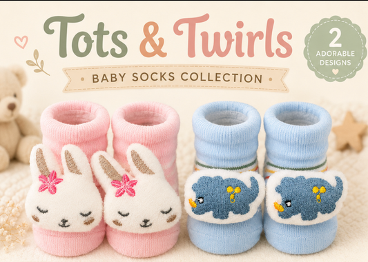 Little Animal Hugs Socks | Set of 2 Socks | Bunny and Rhino