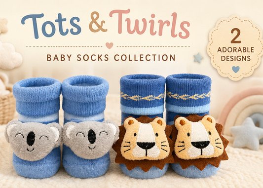 Little Animal Hugs Socks | Set of 2 Socks | Lion and Koala