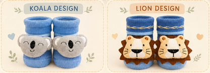 Little Animal Hugs | Set of 2 Socks | Lion and Koala