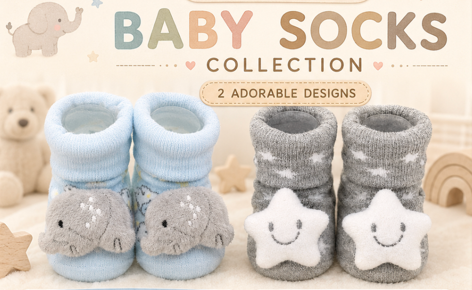 Little Animal Hugs Socks | Set of 2 Socks | Star and Elephant