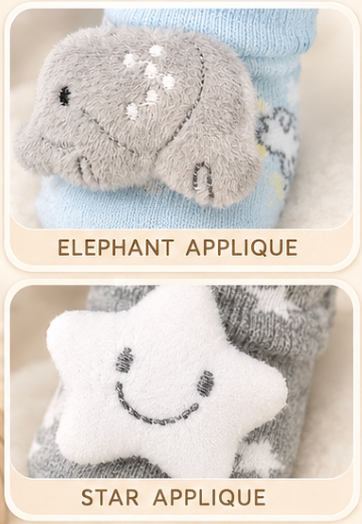 Little Animal Hugs Socks | Set of 2 Socks | Star and Elephant
