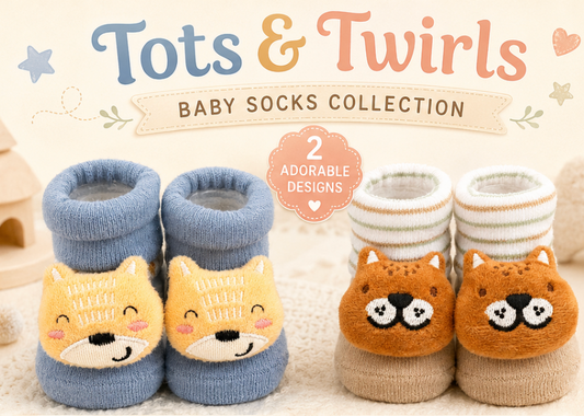 Little Animal Hugs Socks | Set of 2 Socks | Kitty and Smily Fox