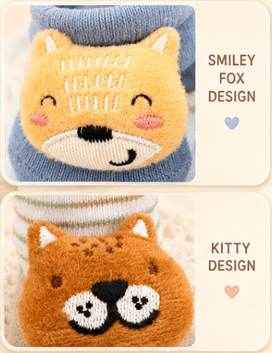 Little Animal Hugs Socks | Set of 2 Socks | Kitty and Smily Fox